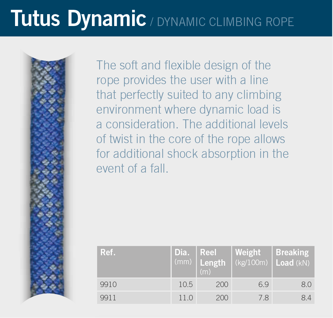 Tutus Dynamic - Climbing rope (50m) - Ropes.sg