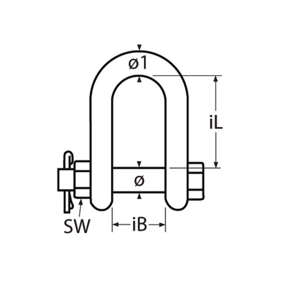 D-shackle with nut and split pin AISI 316 - Ropes.sg
