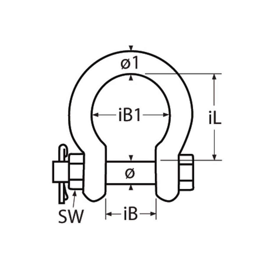 Bow Shackle with nut & split pin. AISI 316 - Ropes.sg