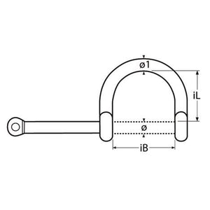 Wide D-shackle with captive pin, AISI 316 - Ropes.sg