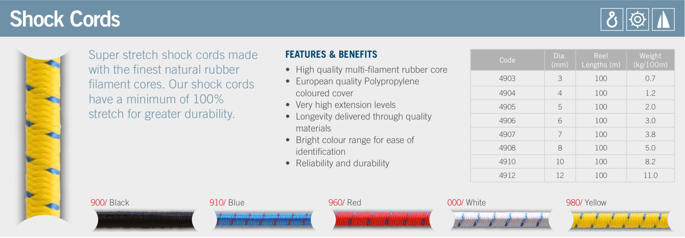 Shock (bungee) cord (UK) - Ropes.sg