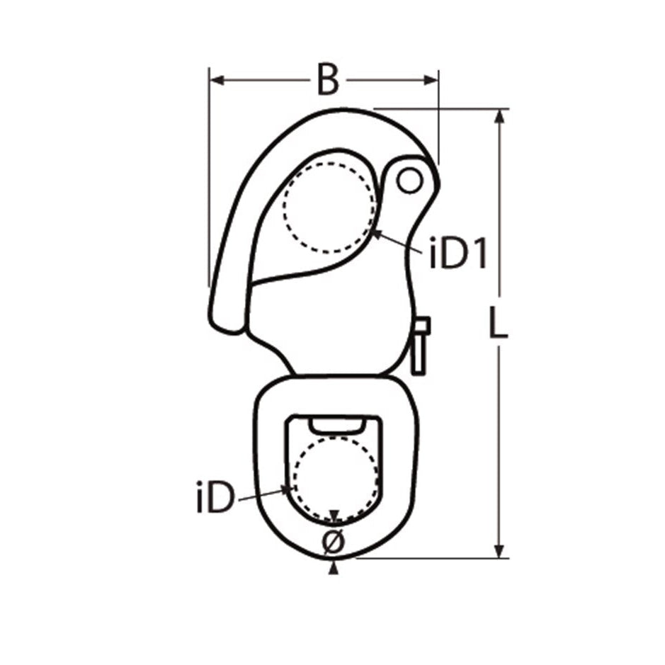 Snap shackle with swivel eye A4 70mm - Ropes.sg